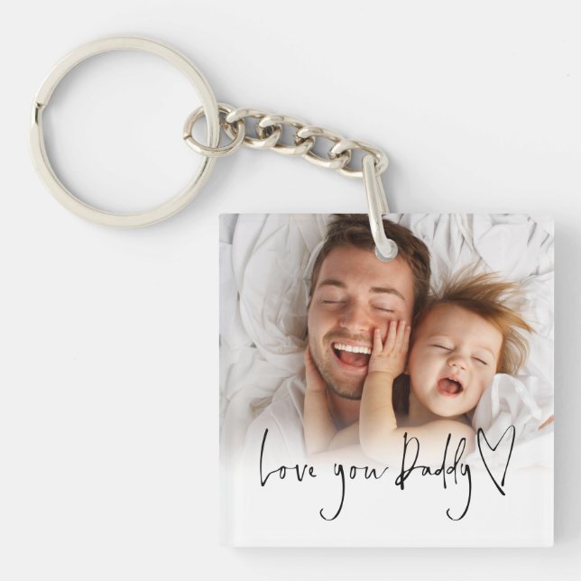 Porte-clefs Love You Papa Script Nom Photo Overlay (Devant)