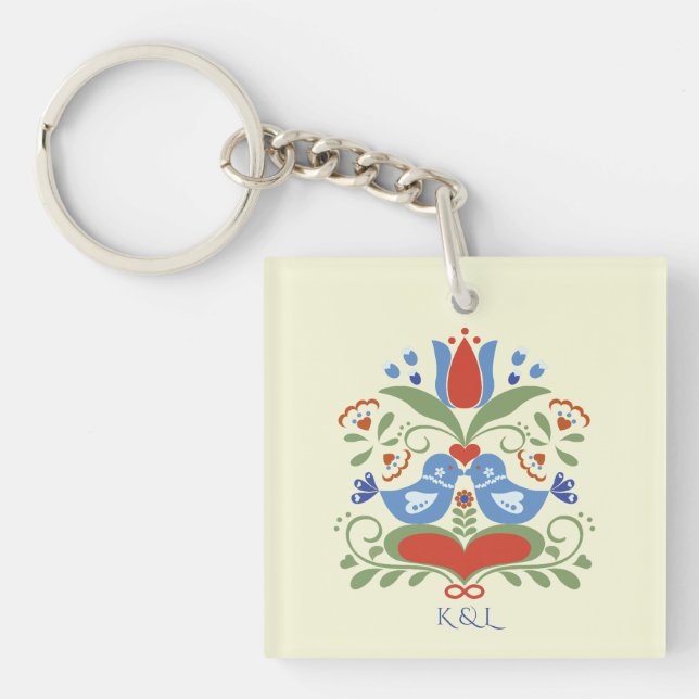 Porte-clefs Lovebirds et Blossoms (Devant)