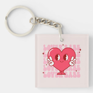 Porte-clefs Lover Babe Coeur souriant mignon et texte répété