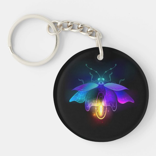 Porte-clefs Lucioles néon sur fond noir (Devant)