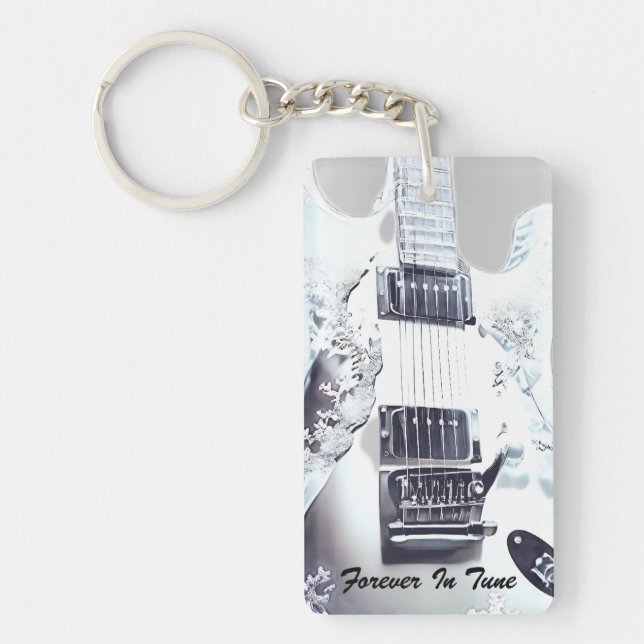 Porte-clefs Lucite Guitare Mariage Faveur (Devant)