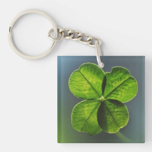 Porte-clefs Lucky Green Real Quatre feuilles Porte - clé de tr (Devant)