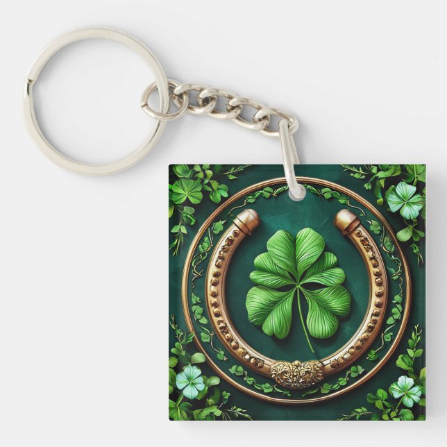 Porte-clefs Lucky Horseshoe et Clover Design (Devant)