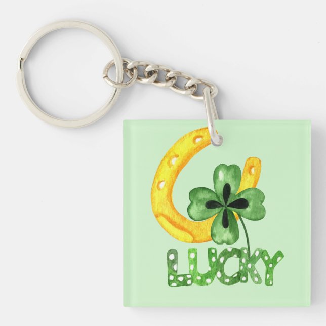 Porte-clefs Lucky Shamrock & Horseshoe (Devant)