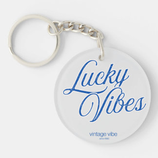 Porte-clefs Lucky Vibes Vintage Esthétique Rond en Acrylique