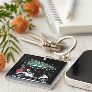 Porte-clefs Lumières de sapin de Noël de chariot de golf Xmas