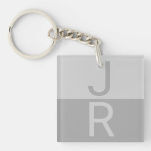 Porte-clefs Lumineuses Gris & Gris Initiales modernes Monogram