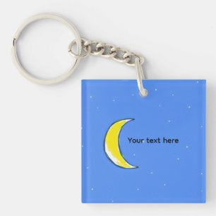 Porte-clefs Lune – Conception de texte personnalisé lunaire mi