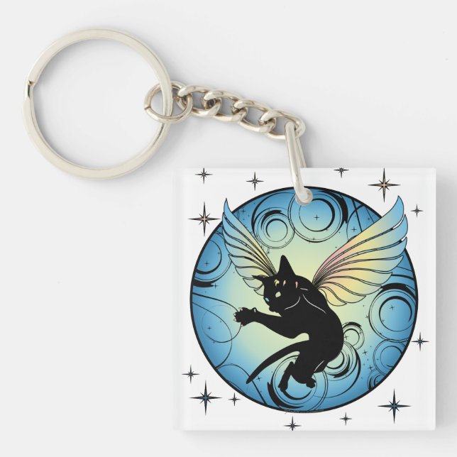Porte-clefs Lune de chat cosmique (Devant)