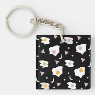 Porte-clefs Lune de dîner d'œuf motif confettis   