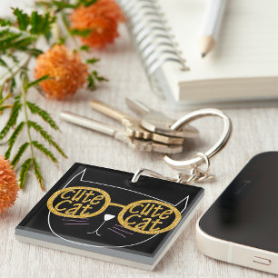 Porte-clefs Lunettes de chat Graphic Parties scintillant or Ki
