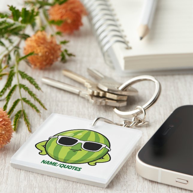 Porte-clefs Lunettes de soleil pastèque cool graphique de dess (Devant Droit)