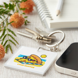 Porte-clefs Lunettes de soleil Pizza Se détendant sur la plage