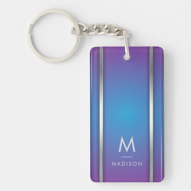 Porte-clefs Luxe Moderne Minimal Abstrait Violet Bleu (Devant)