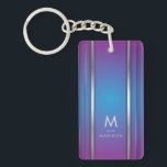 Porte-clefs Luxe Moderne Minimal Abstrait Violet Bleu<br><div class="desc">Une élégante porte - clé abstraite de style luxueux au design géométrique violet et bleu. Personnalisez avec votre monogramme et votre nom.</div>