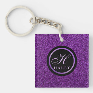 Porte-clefs Luxe Violet Épercées Parties scintillant Monogramm