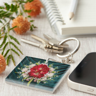 Porte-clefs Luxueuse couverture d'oreiller à lancer Floral Red