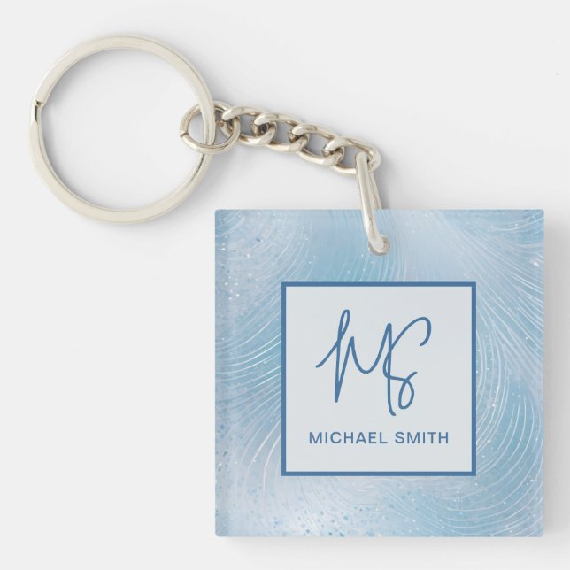 Porte-clefs Luxueux dégradé bleu iridescent (Devant)