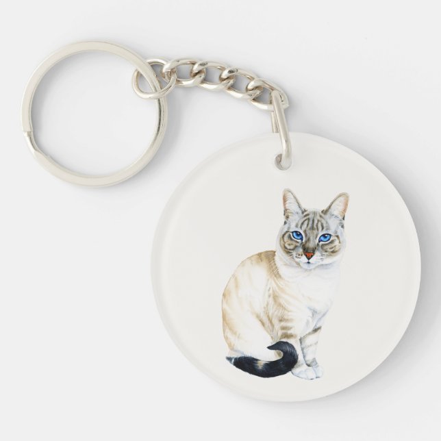 Porte-clefs Lynx Point Siamese Chat Personnalisé (Devant)
