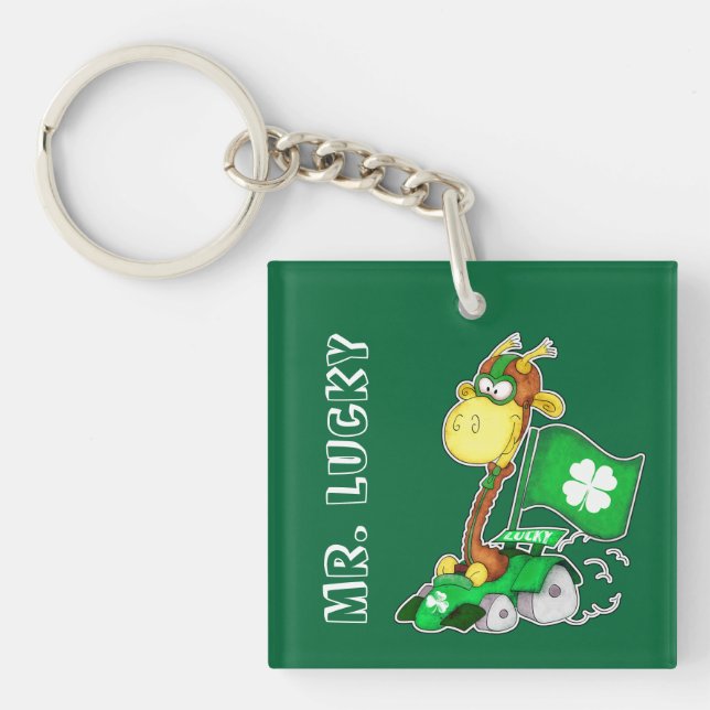 Porte-clefs M. Lucky. Drôle Giraffe St.Patrick's Day Cadeau (Devant)
