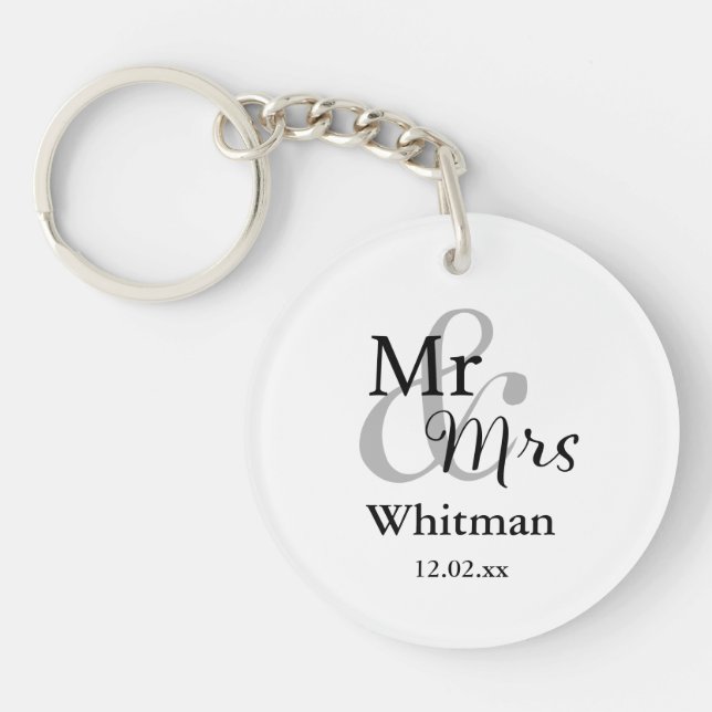 Porte-clefs M. & Mme Mariage Clavier personnalisé Nom et date (Devant)