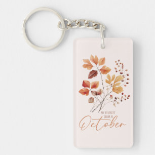Porte-clefs Ma Couleur Préférée Est Octobre - Feuilles D'Autom