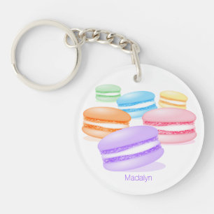 Porte-clefs macarons arc-en-ciel pastel