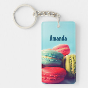 Porte-clefs Macarons personnalisés Cookies Porte - clé bleu 