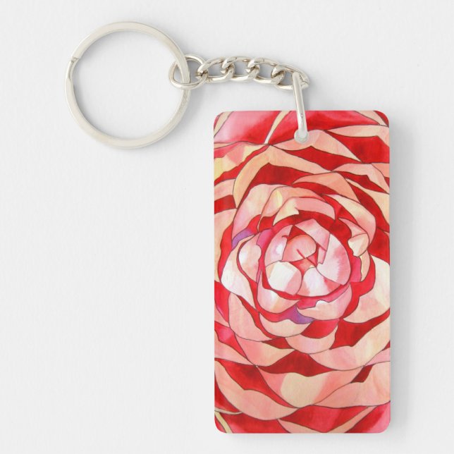 Porte-clefs Macro fleur de Camellia rose (Devant)