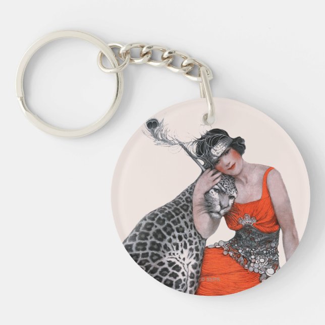 Porte-clefs Madame et léopard (Devant)