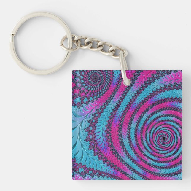 Porte-clefs Magenta et cyan spirale (Devant)