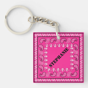 Porte-clefs Magenta Paisley Bandana personnalisé