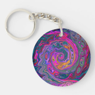 Porte-clefs Magenta rétro, Verte et Orange Abstrait