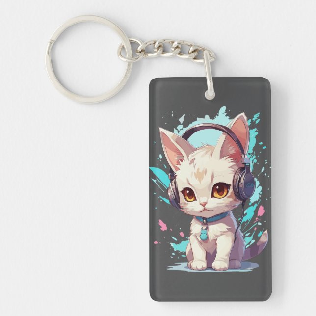 Porte-clefs Magic Chaton Mignon avec Casque (Devant)