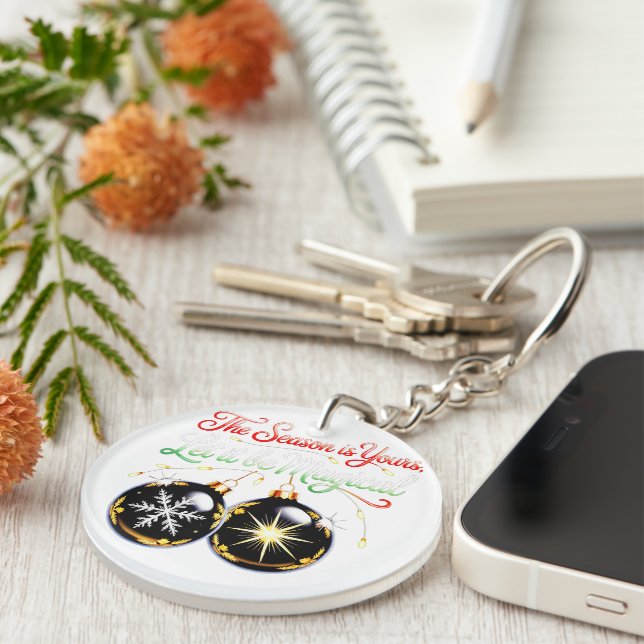 Porte-clefs Magical Christmas Golden Glow & Snowflake Holiday  (Devant droit)