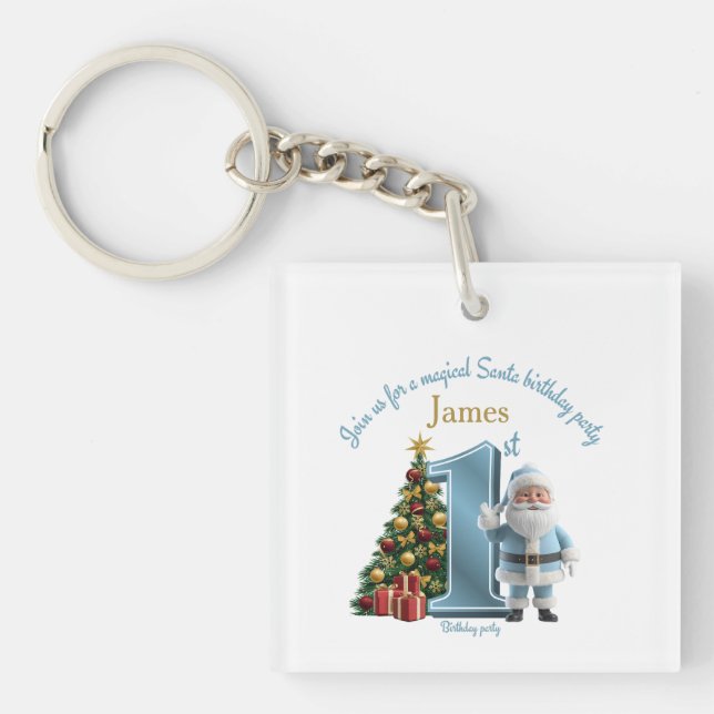 Porte-clefs Magical Santa Birthday Invitation – 1st Birthday (Devant)