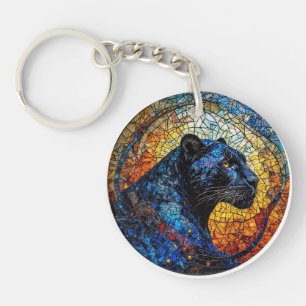 Porte-clefs Magnifique œuvre d'art en verre teinté de panthère