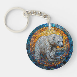 Porte-clefs Magnifique œuvre d'art en verre teinté d'ours pola