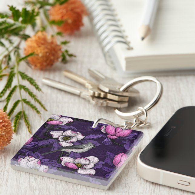 Porte-clefs Magnolia en floraison et tireur 4 (Devant Droit)