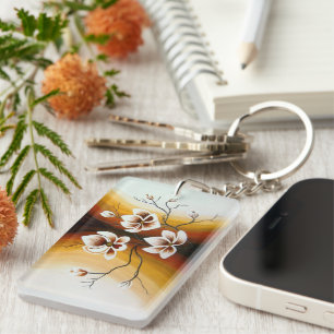 Porte-clefs Magnolias, acrylique -