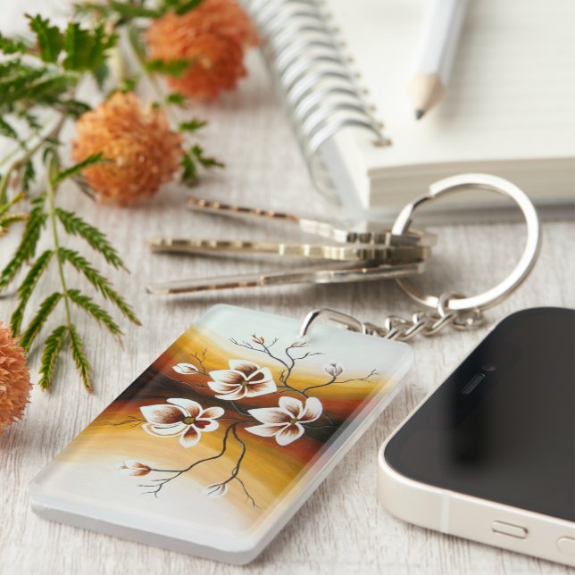 Porte-clefs Magnolias, acrylique - (Devant droit)