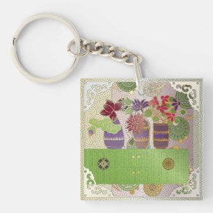 Porte-clefs Mah Jongg Porte - clé de table verte