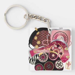 Porte-clefs Mah Jongg Purge Porte - clé rouge/bleu