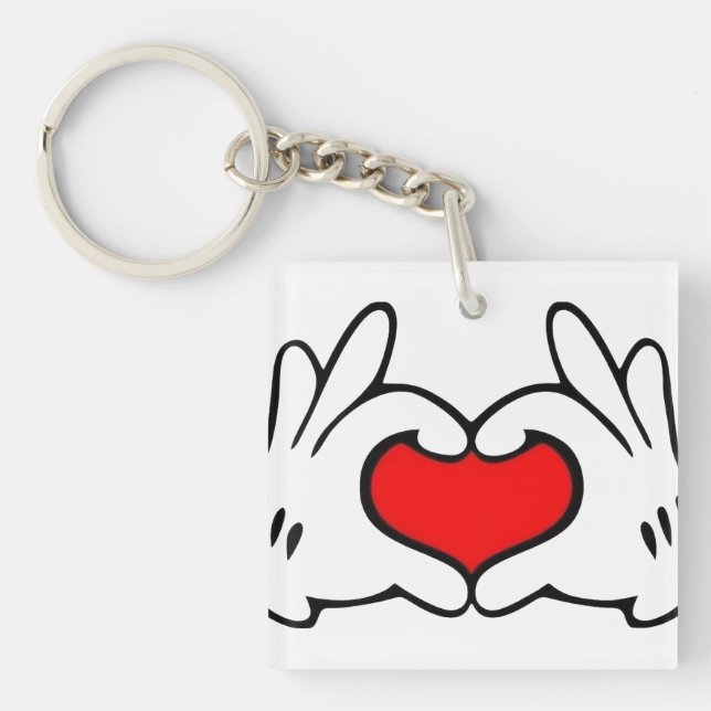 Porte-clefs Main en forme de cœur  (Devant)