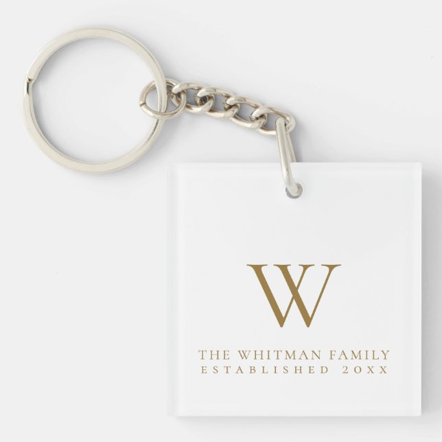 Porte-clefs Maison de Famille Monogramme Or Blanc (Devant)