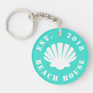 Porte-clefs Maison de plage Nautical Ocean Votre texte