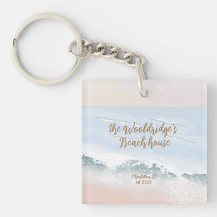 Porte-clefs Maison de plage, sable, Mer Bleue Calme, Sunrise I