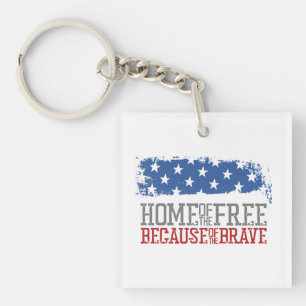 Porte-clefs Maison des libres grâce aux braves Drapeau USA