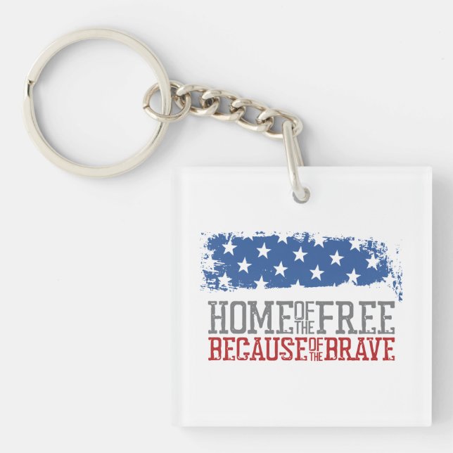 Porte-clefs Maison des libres grâce aux braves Drapeau USA (Devant)