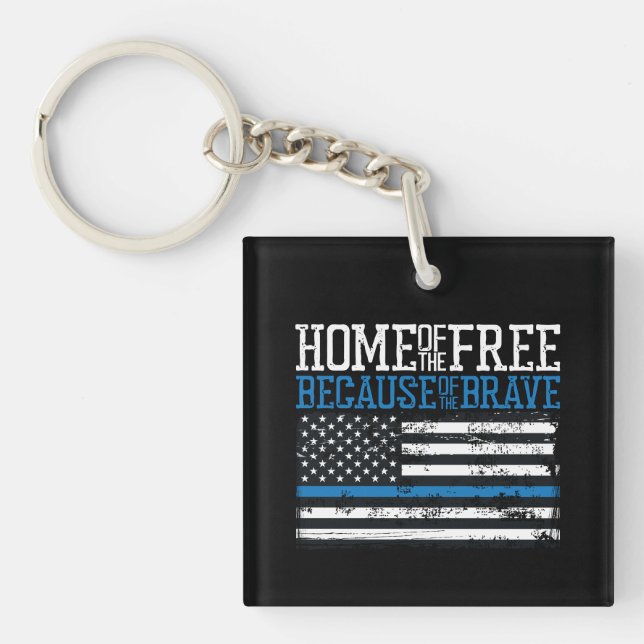 Porte-clefs Maison des libres grâce aux braves Drapeau USA (Devant)